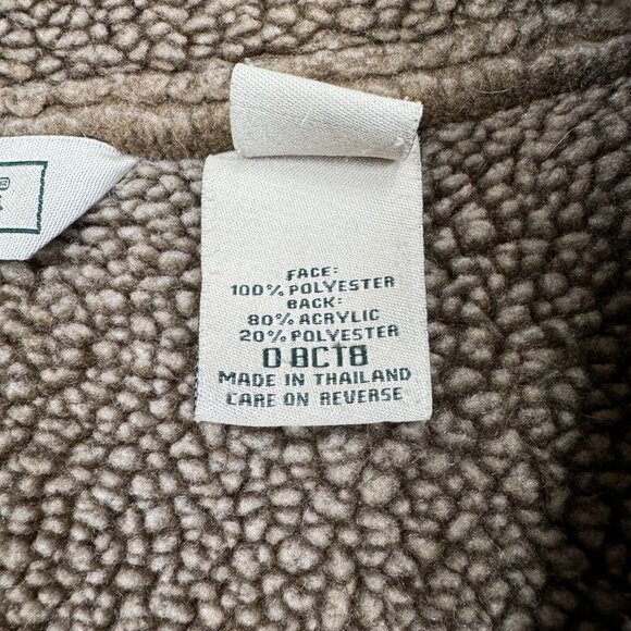 LL Bean Womens Light Brown Coat Button Up Jacket Sherpa Lining High Neck Sz XL - Picture 12 of 16